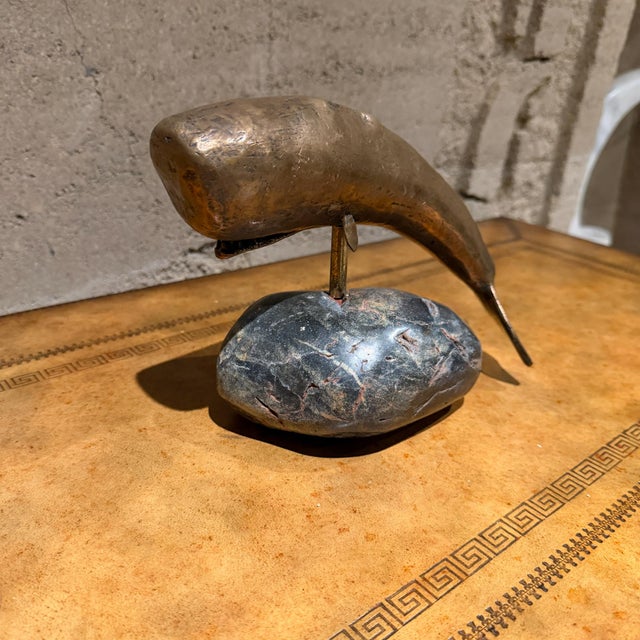 Nautical Decorative Bronze Sculpture of a Whale Nautical Modern For Sale - Image 3 of 15