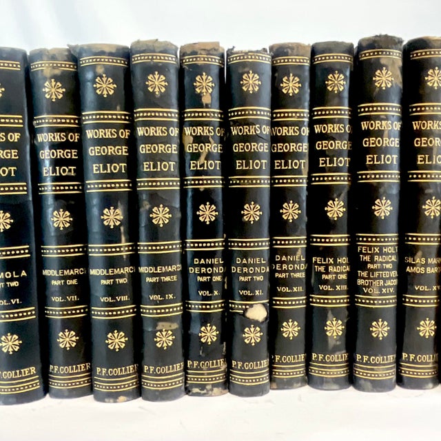 Victorian 1890s Collier Published, Complete Works of English Author George Eliot - 18 Volumes, Leather Bound For Sale - Image 3 of 12