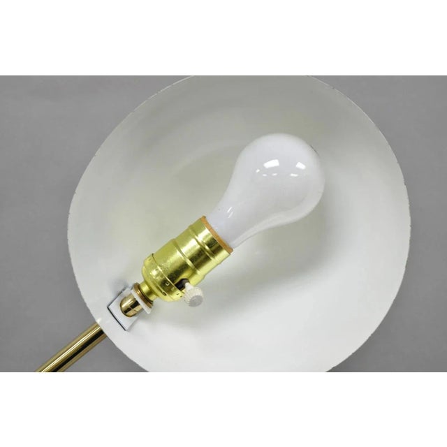 Vintage Mid Century Modern Kurt Versen Style Yellow Gooseneck Saucer Floor Lamp For Sale - Image 9 of 15