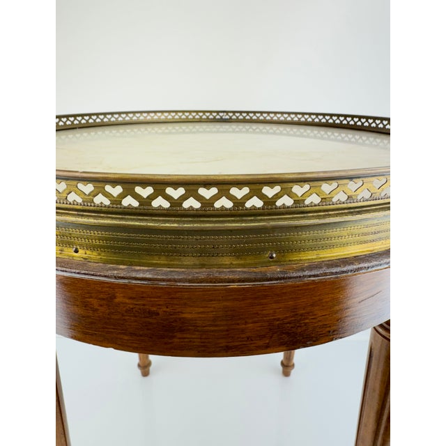 Vintage Mid 20th Century Louis XVI Style Mahogany Marble Top Guéridon Side Table For Sale In Little Rock - Image 6 of 13