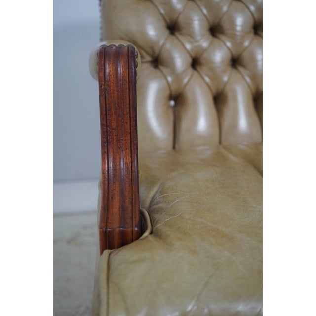 Classic Leather Tufted Rolling Desk Chair For Sale - Image 15 of 18