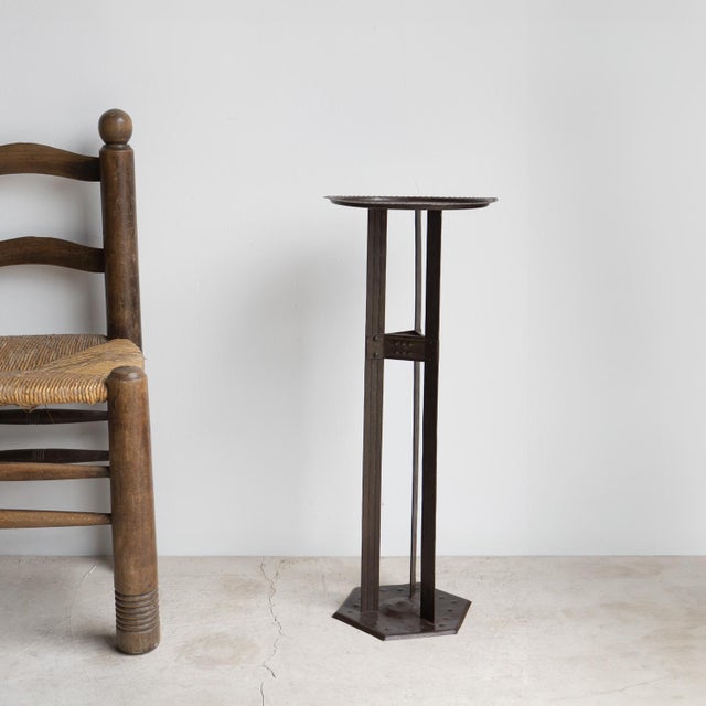 1900 - 1909 Antique Secessionist Arts and Crafts Iron Side Table by Hugo Berger for Goberg, C. 1900 For Sale - Image 5 of 17