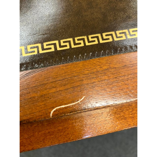 Brown Vintage Leather Top Writing Table For Sale - Image 8 of 13