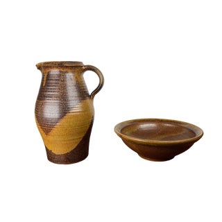 Mid-Century Modern German Studio Pottery Jug and Bowl from Trenck Keramik Kellinghusen, 1960s, Set of 2 For Sale