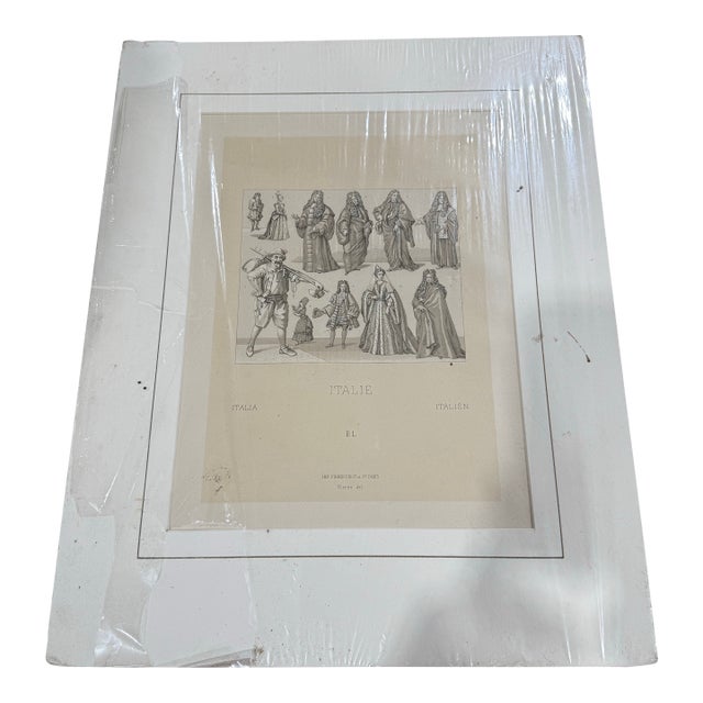 19th-Century Lithograph Reproduction Print From Auguste Racinet's "Le Costume Historique For Sale