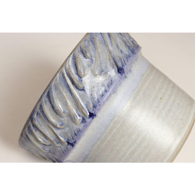 Vintage Periwinkle Incised Studio Ceramic Planter With Saucer by Deanna Nichols For Sale - Image 9 of 15