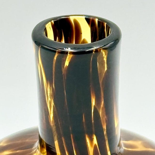 Vintage Empoli Amber and Brown Blown Glass Vase, 1960s For Sale - Image 4 of 11