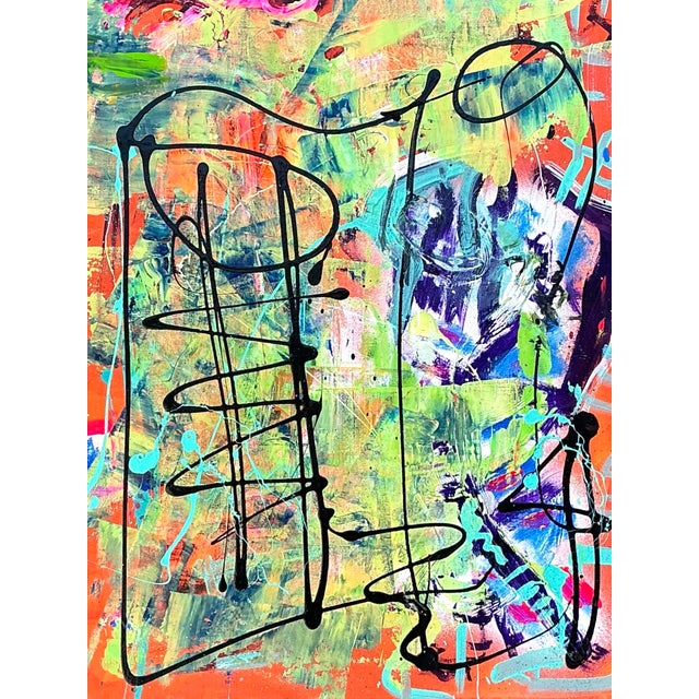 Vintage Aboriginal Abstract Oil on Canvas For Sale - Image 9 of 12