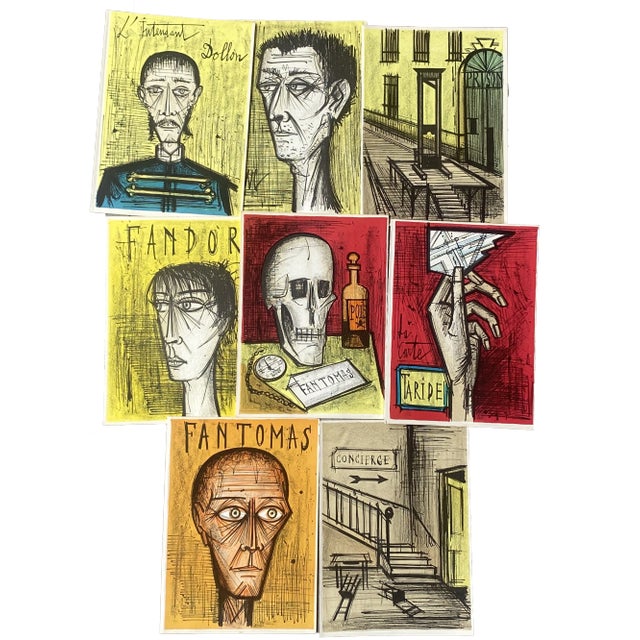 Bernard Buffet, Fantomas Series, 1967, Lithographs, Set of 9 For Sale