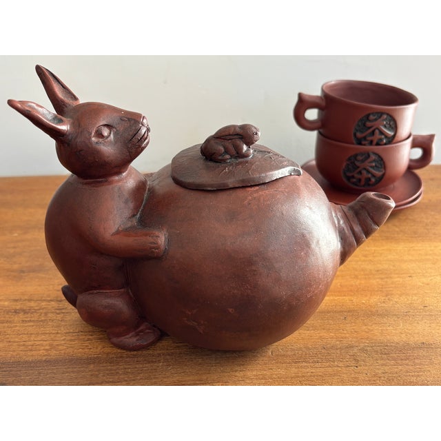 Vintage Chinese Yixing Zisha Tea Set - 6 Pieces For Sale - Image 4 of 9