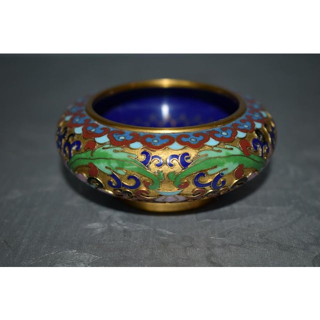 Vintage Chinese Small Cloisonné Bowl With Floral Interior For Sale - Image 11 of 11