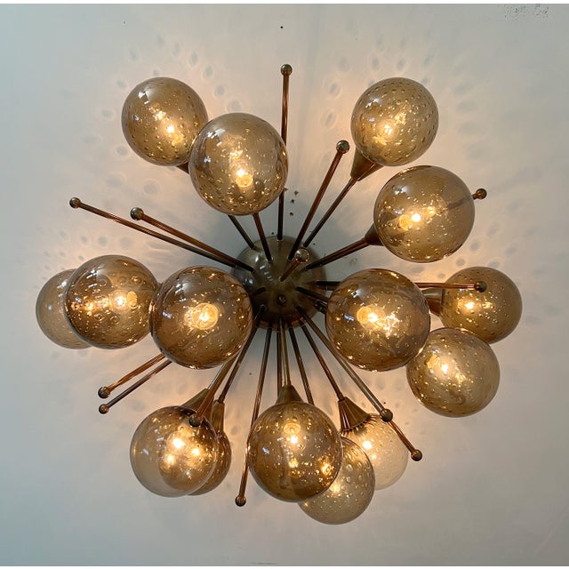 21st Century Mezzo Bronze Smoky Bubbles Murano Flush Mount by Fabio LTD For Sale - Image 10 of 10