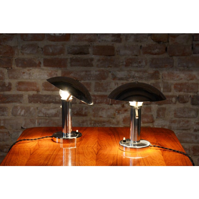 Bauhaus Chrome Table Lamps from Miroslav Prokop, Czech, 1930s, Set of 2 For Sale - Image 11 of 13