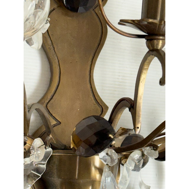 Hollywood Regency Crystal Prism Five Light Wall Sconce, Vintage For Sale In San Francisco - Image 6 of 12