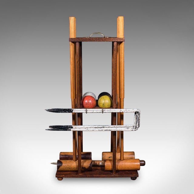 Traditional Antique Vicarage Croquet Set, English, Country Garden Games Stand, Edwardian For Sale - Image 3 of 12