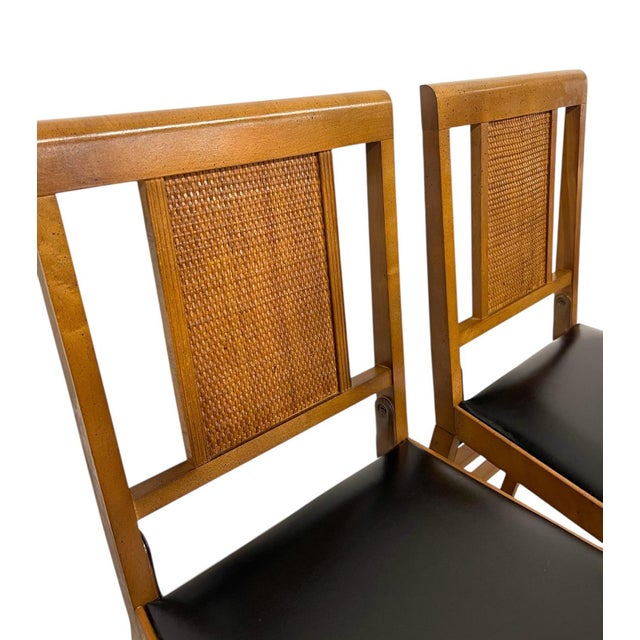 1970s -Century Modern Folding Chairs by Leg-O-Matic, Set of 2 With Cane Backs For Sale In Seattle - Image 6 of 10