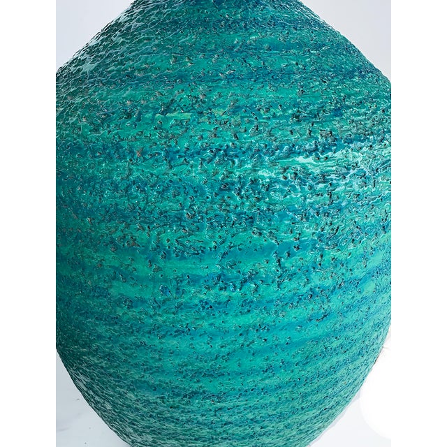 Bitossi Mid 20th Century Mid-Century Modern Textured Glazed Pottery Table Lamps, Pair, Bitossi Style For Sale - Image 4 of 7