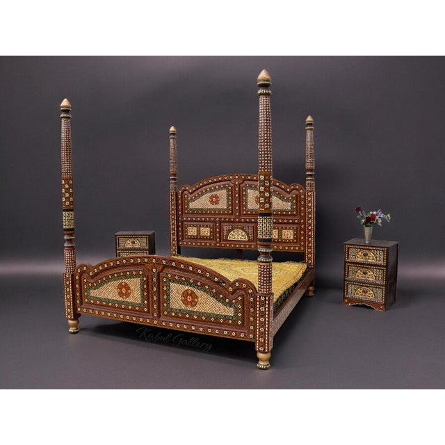 Vintage Hand Paintet Canopy Bed Set, 1990s, Set of 3 For Sale - Image 6 of 18