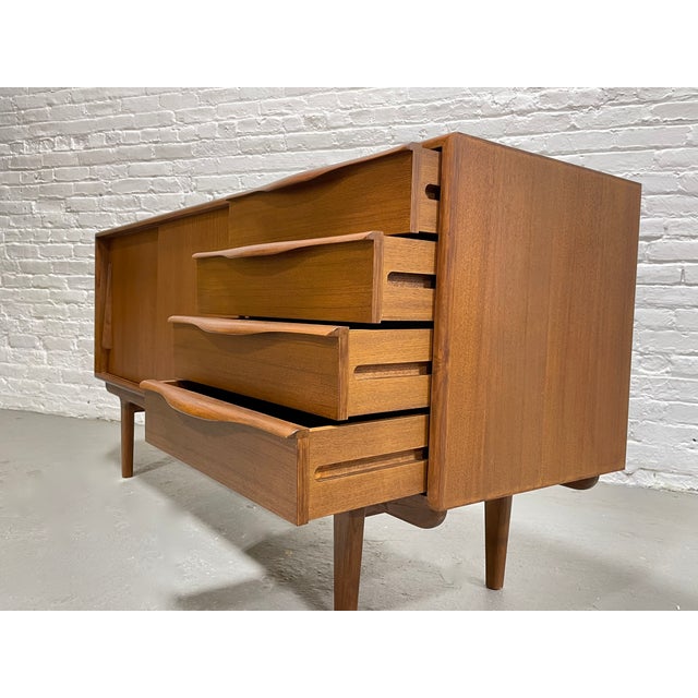 Sculptural Mid Century Modern Styled Credenza | Teak Media Stand | Handmade Sideboard For Sale - Image 11 of 13