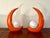 Coral Ceramic Lamps with White Globes by Luigi Ferro, Italy, 1970, Set of 2 For Sale - Image 11 of 11