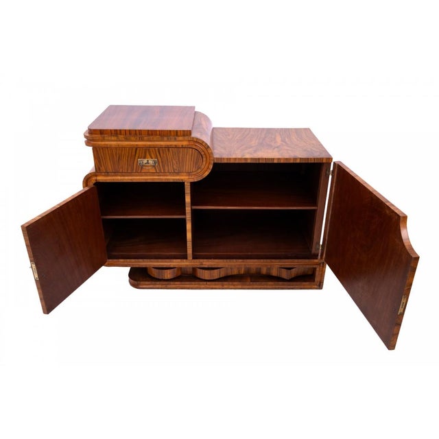 Brown Art Deco Chest of Drawers, Poland, 1940s For Sale - Image 8 of 14