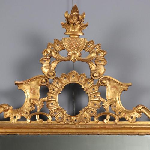Mirror with Carved and Gilded Wooden Frame For Sale - Image 3 of 11