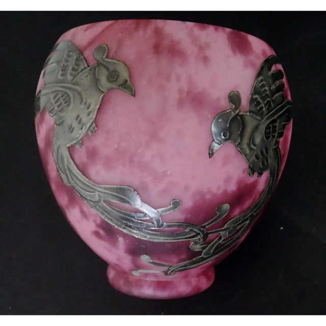 Art Deco 1920s Art Deco Silver Overlay Art Glass Vase For Sale - Image 3 of 9