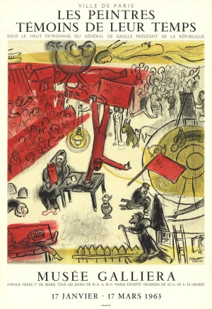 1963 Marc Chagall 'The Revolution' Modernism Red,Yellow France Lithograph
