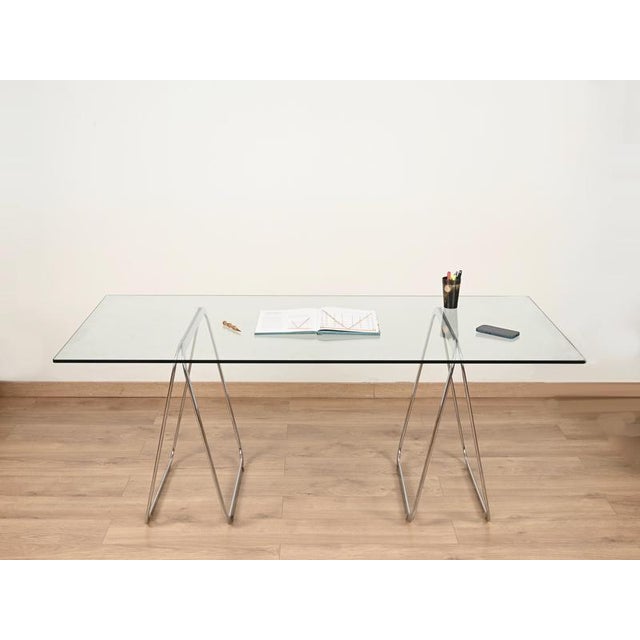 Metal Italian Tubular Chromed Steel Trestles, 1970s, Set of 2 For Sale - Image 7 of 18