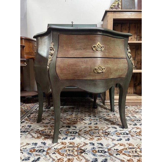 Brown Painted Bombe Chest of Drawers For Sale - Image 8 of 8
