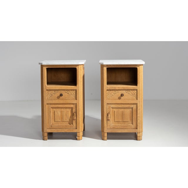 Art Deco 1920s Oak Art Deco Side Table With Marble Top For Sale - Image 3 of 18
