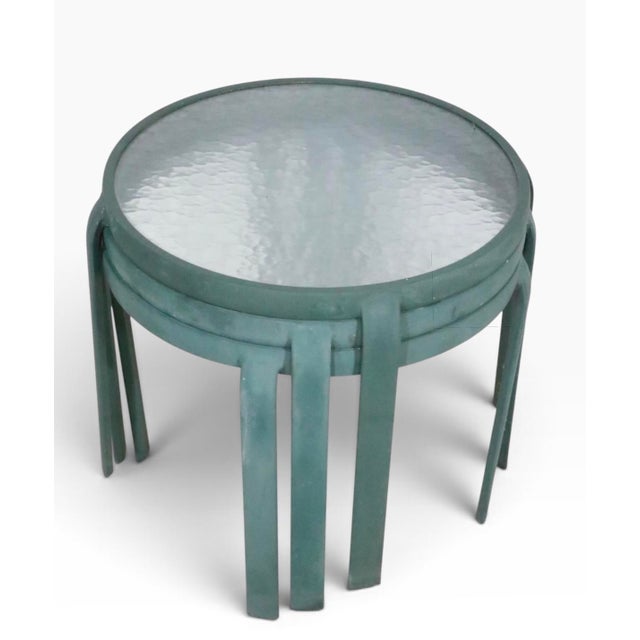 Metal Set of Three Vintage Stacking Garden Patio Poolside Tables C. 1970/80's For Sale - Image 7 of 8