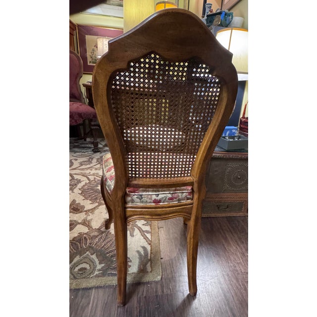 1980s Vintage Drexel Cabernet Classics Pecan Dining Table and Six Cane-Back Chairs For Sale - Image 5 of 12