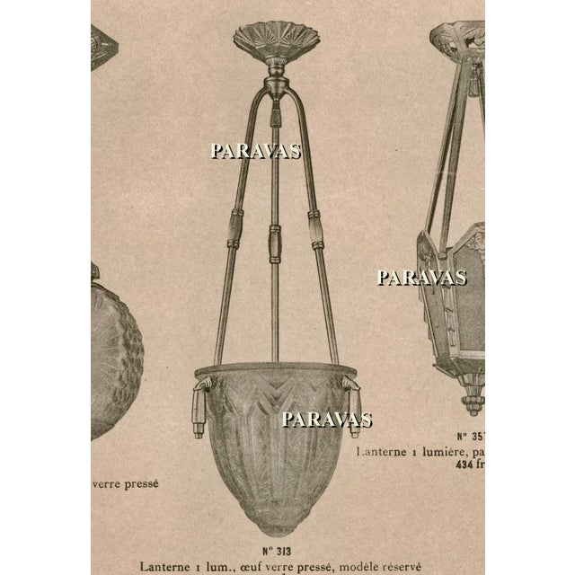 Maynadier & Degue French Art Deco 3-Armed Chandelier - 1930s Nickeled Bronze & Frosted Glass For Sale - Image 16 of 18