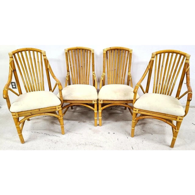 Offering One Of Our Recent Palm Beach Estate Fine Furniture Acquisitions Of A Set of 4 Vintage 1970s Bamboo Rattan Chairs...