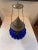 Large Vintage Cobalt Blue Hanging Decorative Glass Ornament With Ornate Pierced Metalwork For Sale - Image 4 of 7