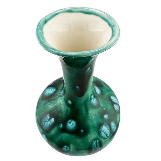 Mid-Century Studio Pottery Vase in Green Drip Glaze, Signed 1176 For Sale - Image 4 of 7