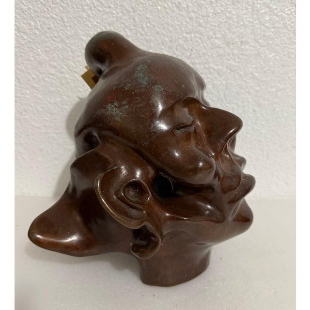 Colin Webster Watson, New Zealand Modernist Abstract Bronze Maori Head Sculpture Colin Webster Watson, 1967 For Sale - Image 15 of 16