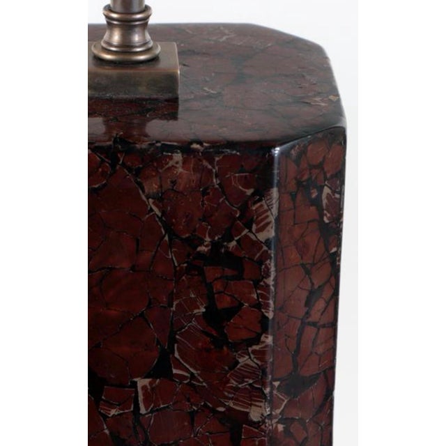Designer Table Lamps in Crackled Lacquer With Brass Fittings For Sale In Boston - Image 6 of 7