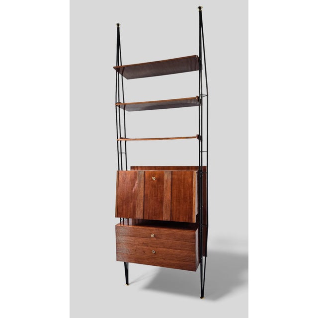 Mid-Century Italian Wall Unit Bookcase with Cabinet Bar, 1960s For Sale - Image 4 of 18