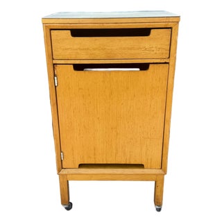 Vintage Mid Century Rolling Hospital Bedside Table For Sale
