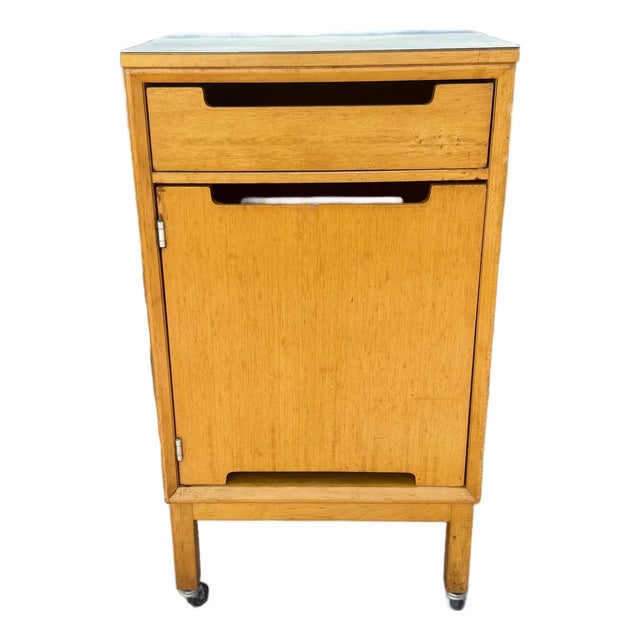 Vintage Mid Century Rolling Hospital Bedside Table For Sale