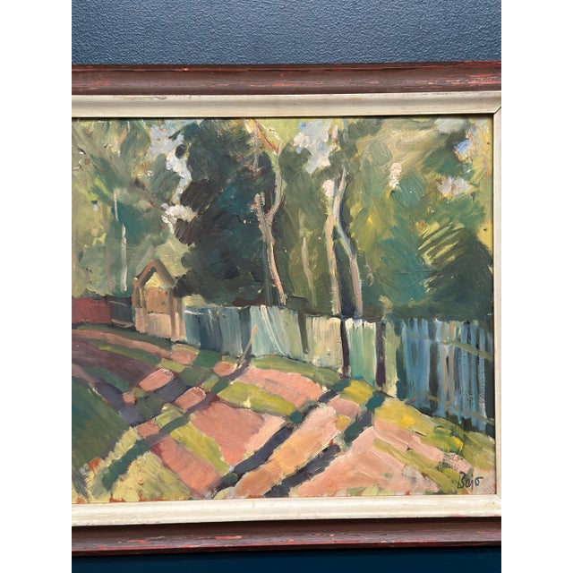 Bajo, Landscape with Fence, 1960s, Oil Painting on Panel, Framed For Sale - Image 4 of 16