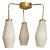 1960s Stilnovo Style Triple Frosted Glass Pendant Brass Chandelier Light Fixture For Sale