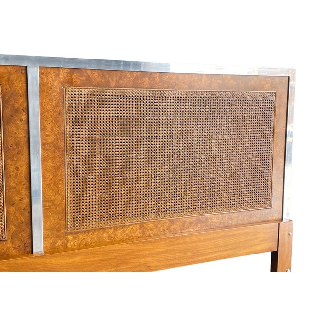 White Furniture Company Mid Century Modern Burl Cane & Aluminum King