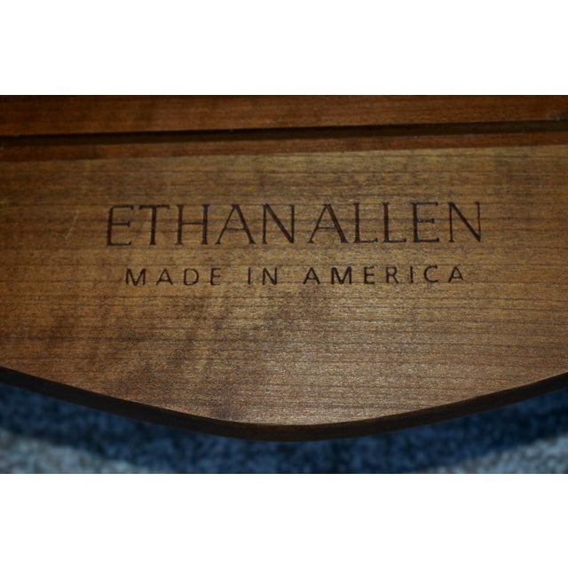 Vintage Ethan Allen Quenn Anne Style Oval Cherry Side Table For Sale - Image 10 of 11
