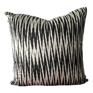 Black & White Turkish Ikat Silk Pillow For Sale