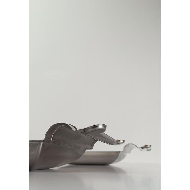 Postmodern Serving Platters in Steel and Veneered Plywood, 1980s, Set of 2 For Sale - Image 11 of 18