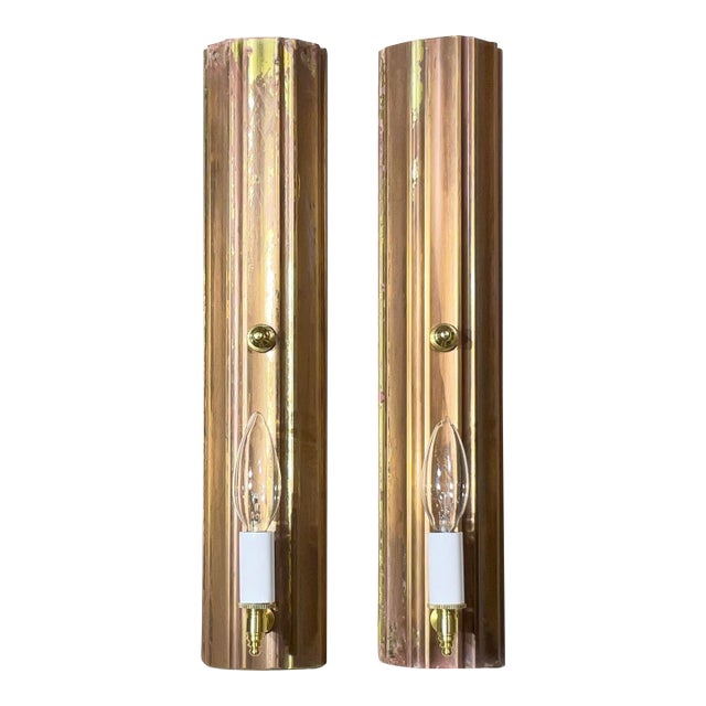 One of a Kind Pair of Joseph Malekan Repurposed Solid Bronze Sconces For Sale