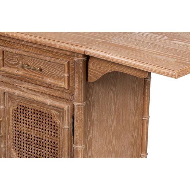 British Colonial Drop Leaf Server with Caned Doors For Sale - Image 9 of 11